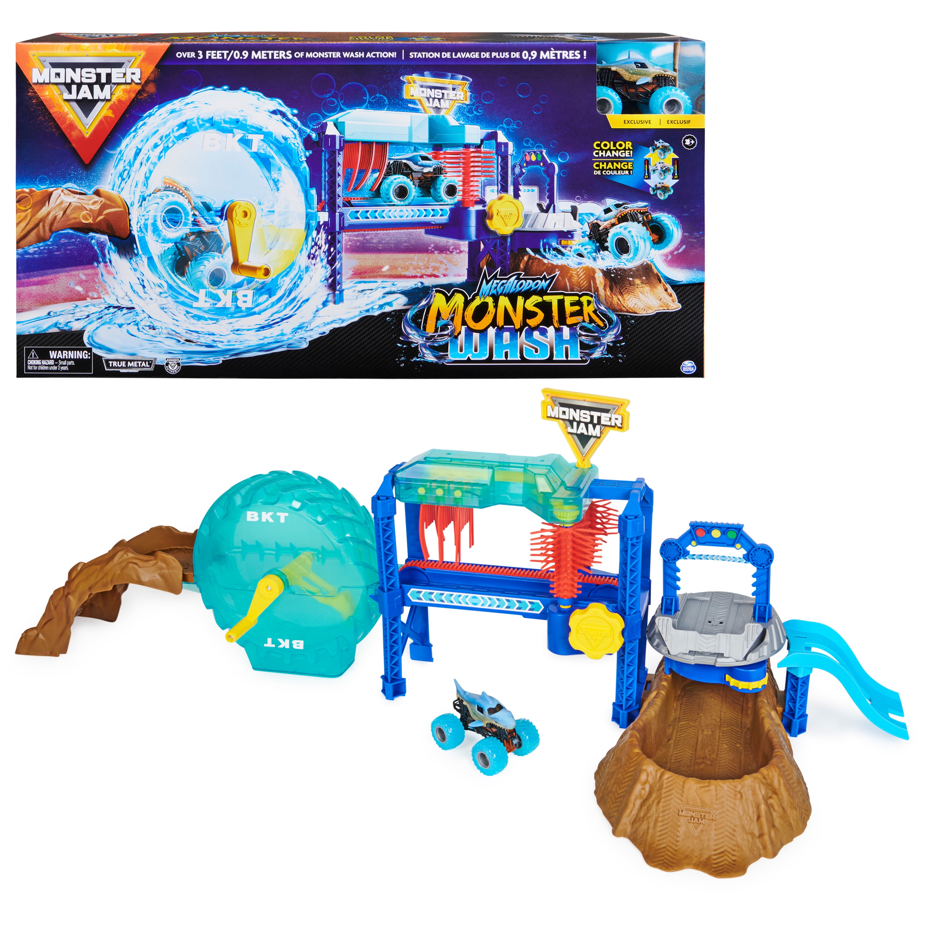 Monster Jam, Megalodon Monster Wash, Includes Color-Changing Megalodon  Monster Truck, Interactive Water Play Kids Toys for Aged 3 and Up