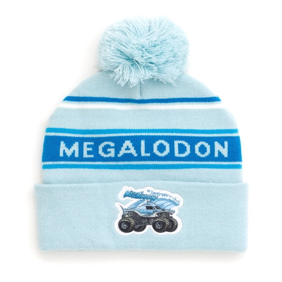 Monster Jam Megalodon Newborn Baby Boys Beanie Winter Hat Sky Blue / White One Size