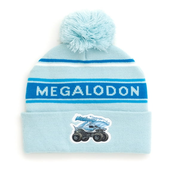Monster Jam Megalodon One Size Toddler Beanie Winter Hat Sky Blue / White OS Toddler