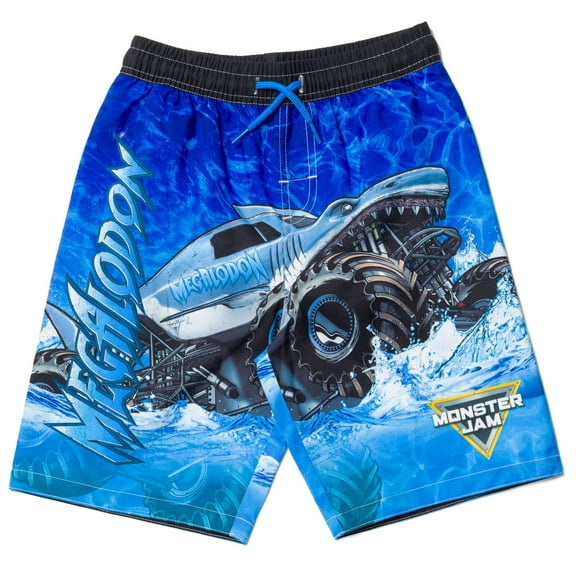 Monster Jam Megalodon UPF 50  Swim Trunks Bathing Suit Toddler to Little Kid