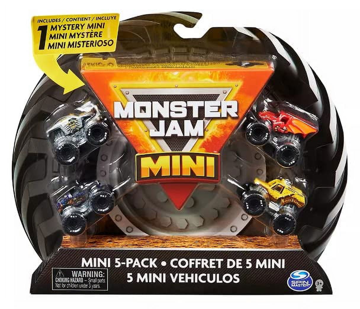 Monster Jam Mini, Official Mini Collectible Monster Trucks; 1:87 Scale 5-Pack Includes 1 Mystery Truck