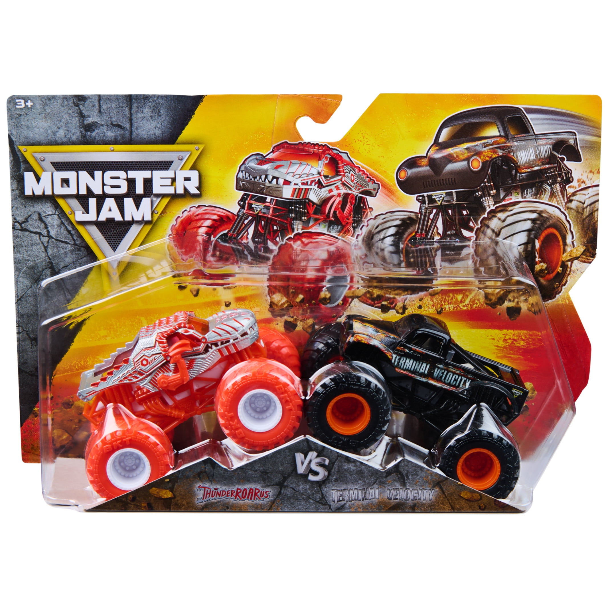 Monster Jam, ThunderROARus Vs. Terminal Velocity Die-Cast Monster Trucks, 1:64 Scale, Kids Toys for Boys Ages 3 and up