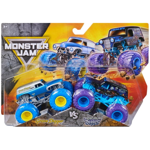 Monster Jam, Grave Digger Vs. Son-Uva-Digger Die-Cast Monster Trucks, 1:64 Scale, Kids Toys for Boys Ages 3 and up