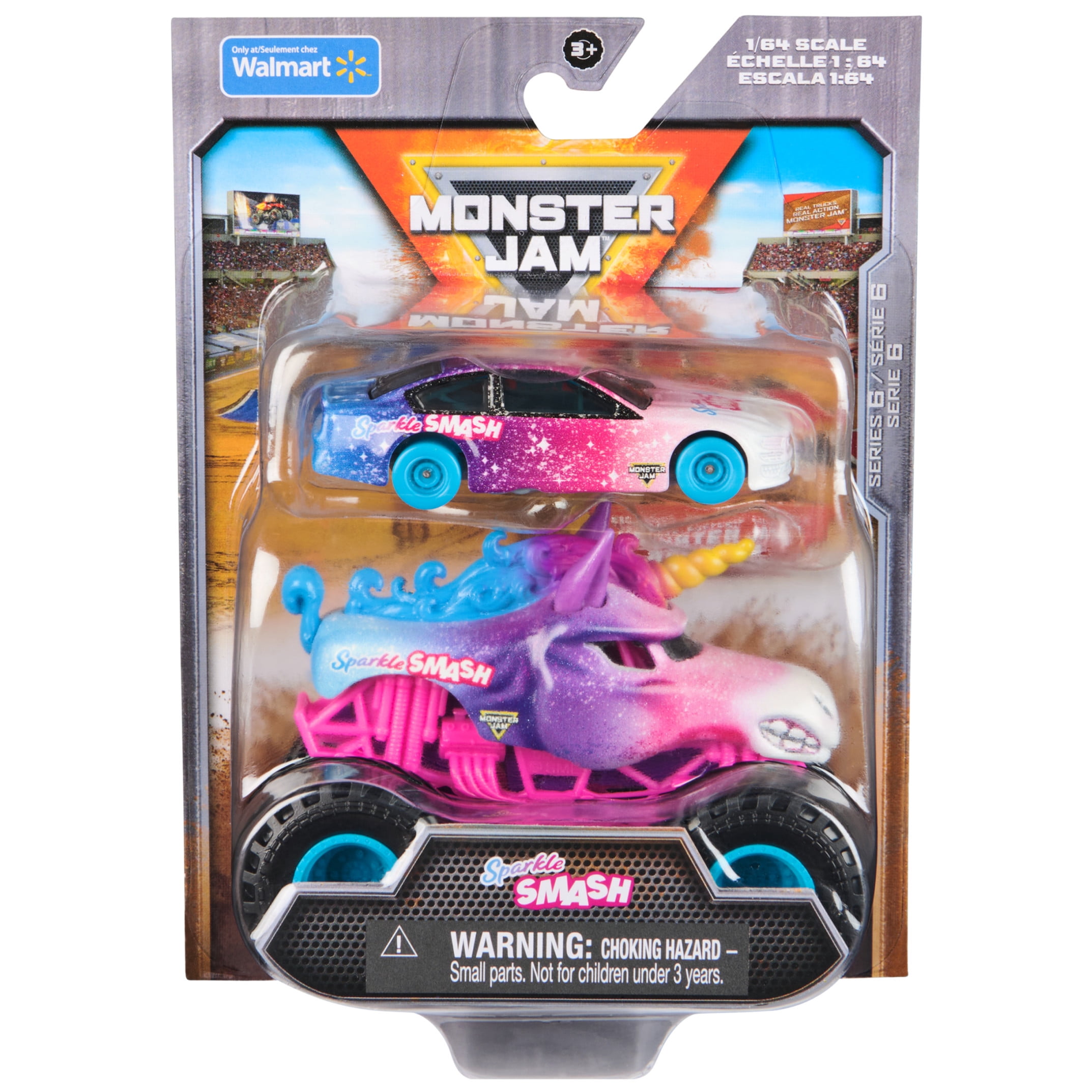 Monster Jam Sparkle Smash Monster Truck and Race Car