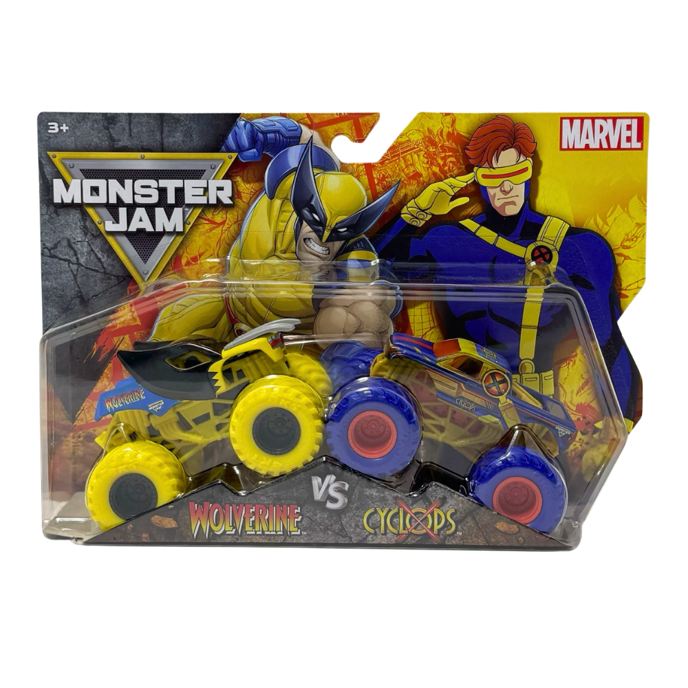 Monster Jam Marvel Wolverine vs Cyclops 1:64 Die-Cast Monster Truck 2 Pack, Series 6
