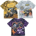 thumbnail image 1 of Monster Jam Mohawk Warrior Earth Shaker Maximum Destruction Little Boys 3 Pack T-Shirts Toddler to Big Kid, 1 of 5