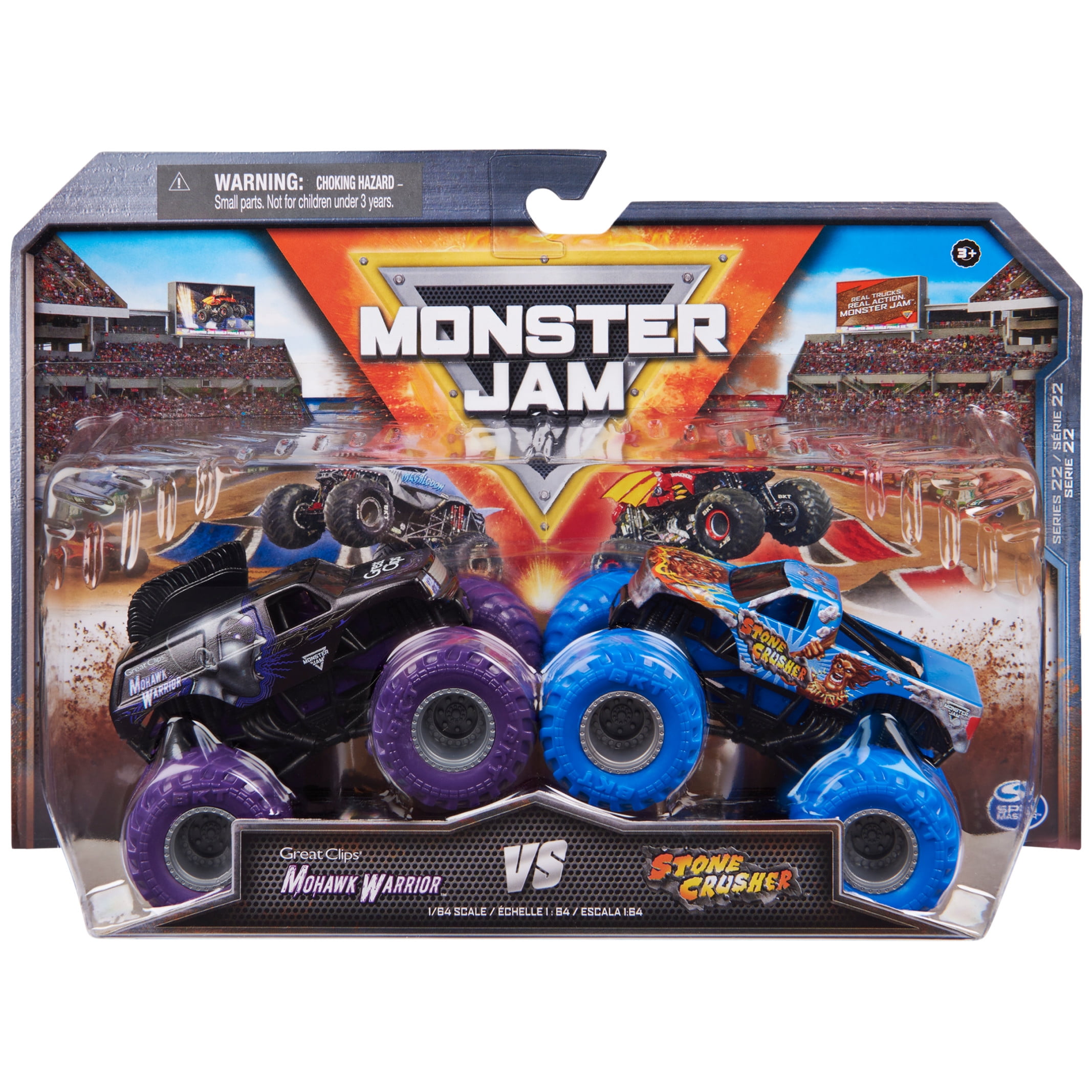 Monster Jam Mohawk Warrior Vs. Stone Crusher - 1:64 Scale Monster