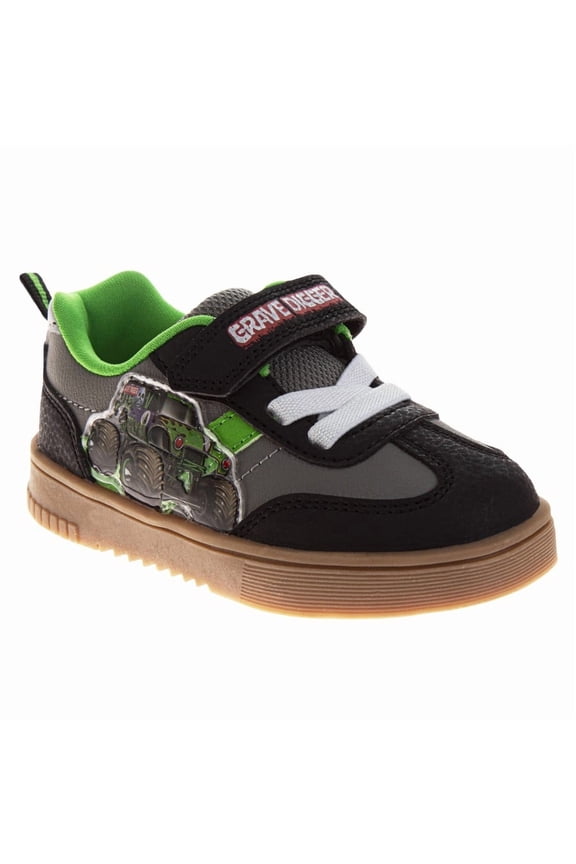 Monster Jam Monster Truck Design Boys Sneakers (Toddler Little Kids), Black Grey, Size: 10
