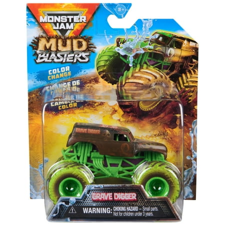 Monster Jam Mud Blasters Grave Digger Color Change Monster Jam Truck 1:64 Die Cast Vehicle
