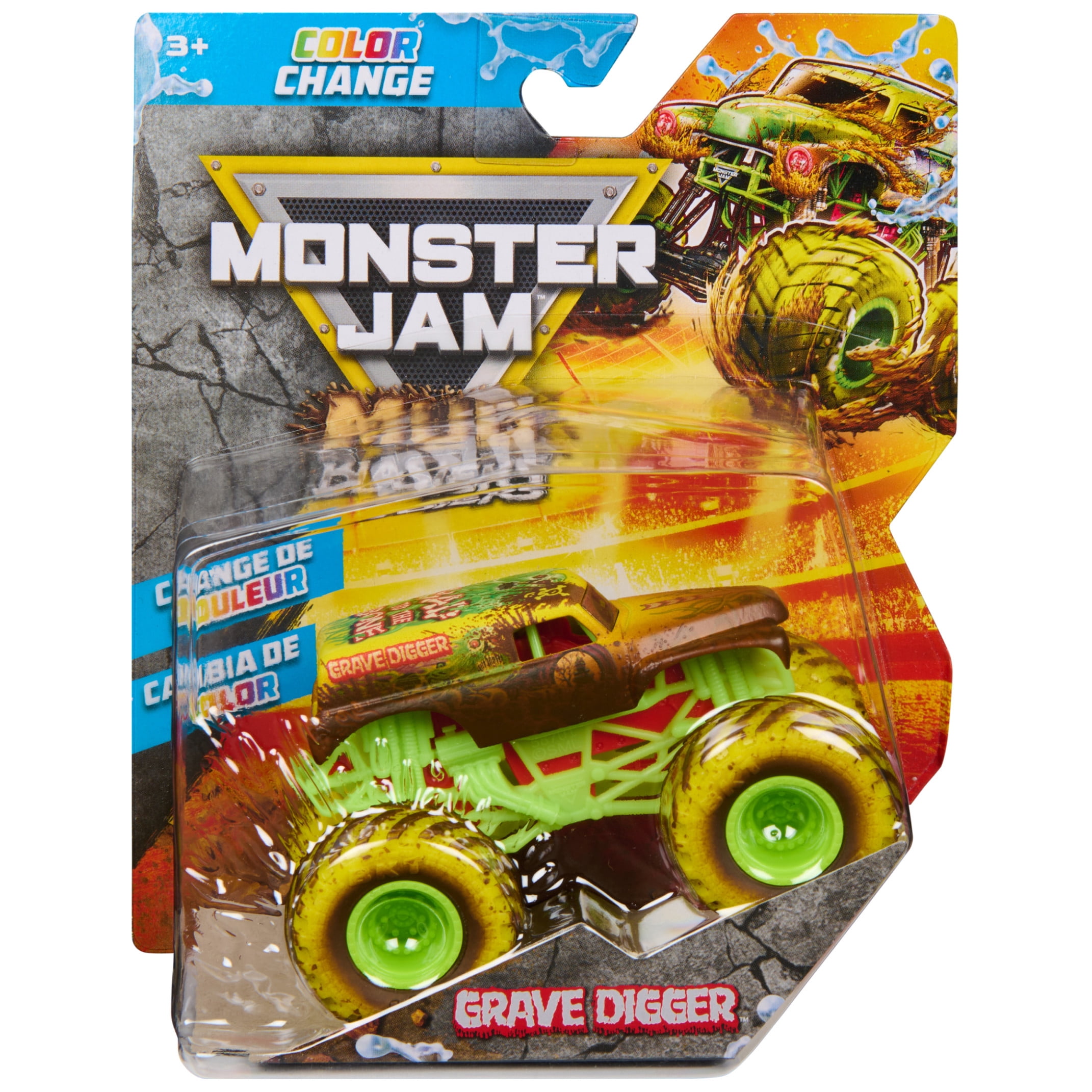 Monster Jam Mud Blasters Grave Digger Color Change Monster Jam Truck 1:64 Die Cast Vehicle