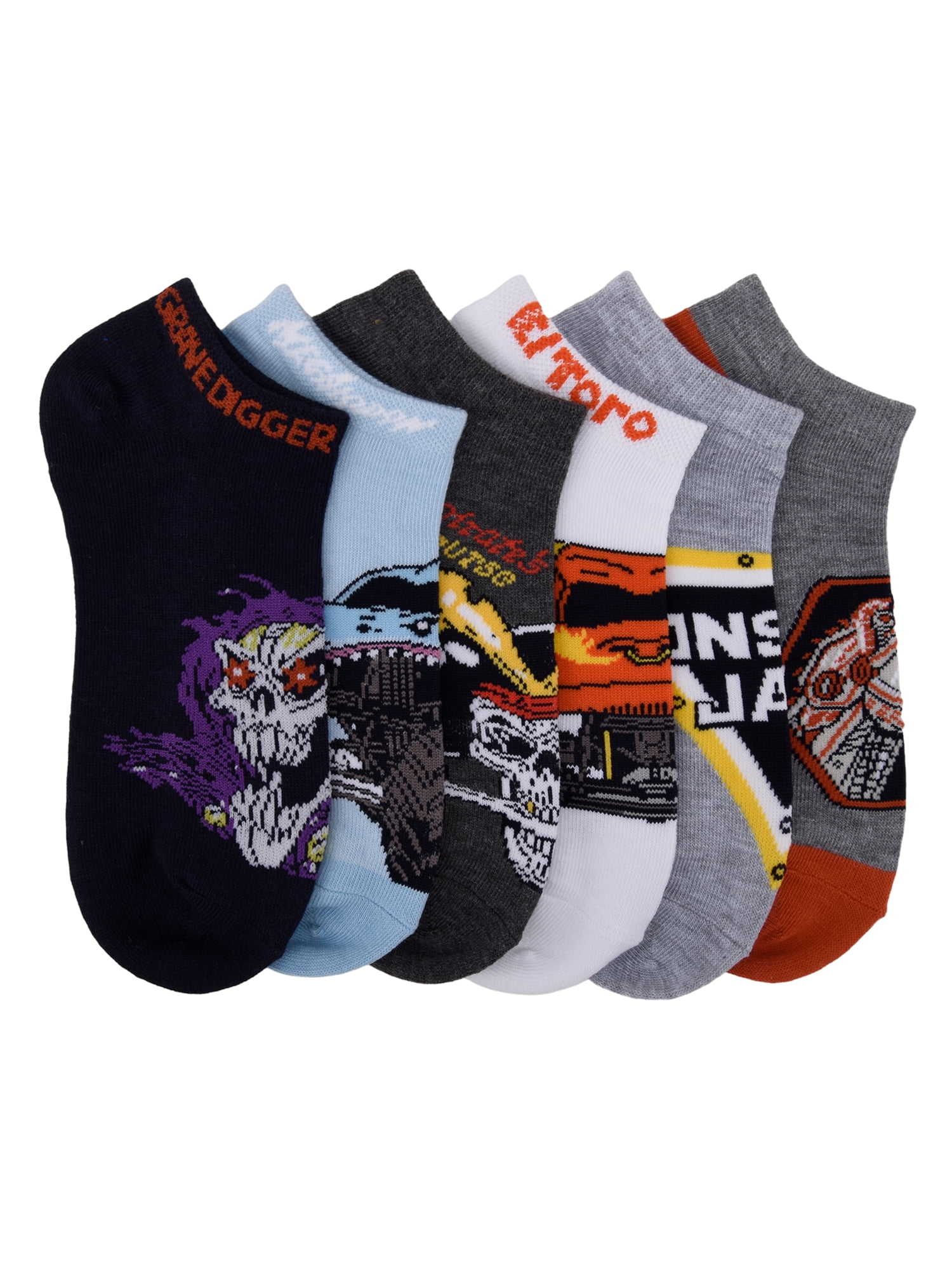 Monster Jam No Show Socks, 6-Pack, Sizes M Boys