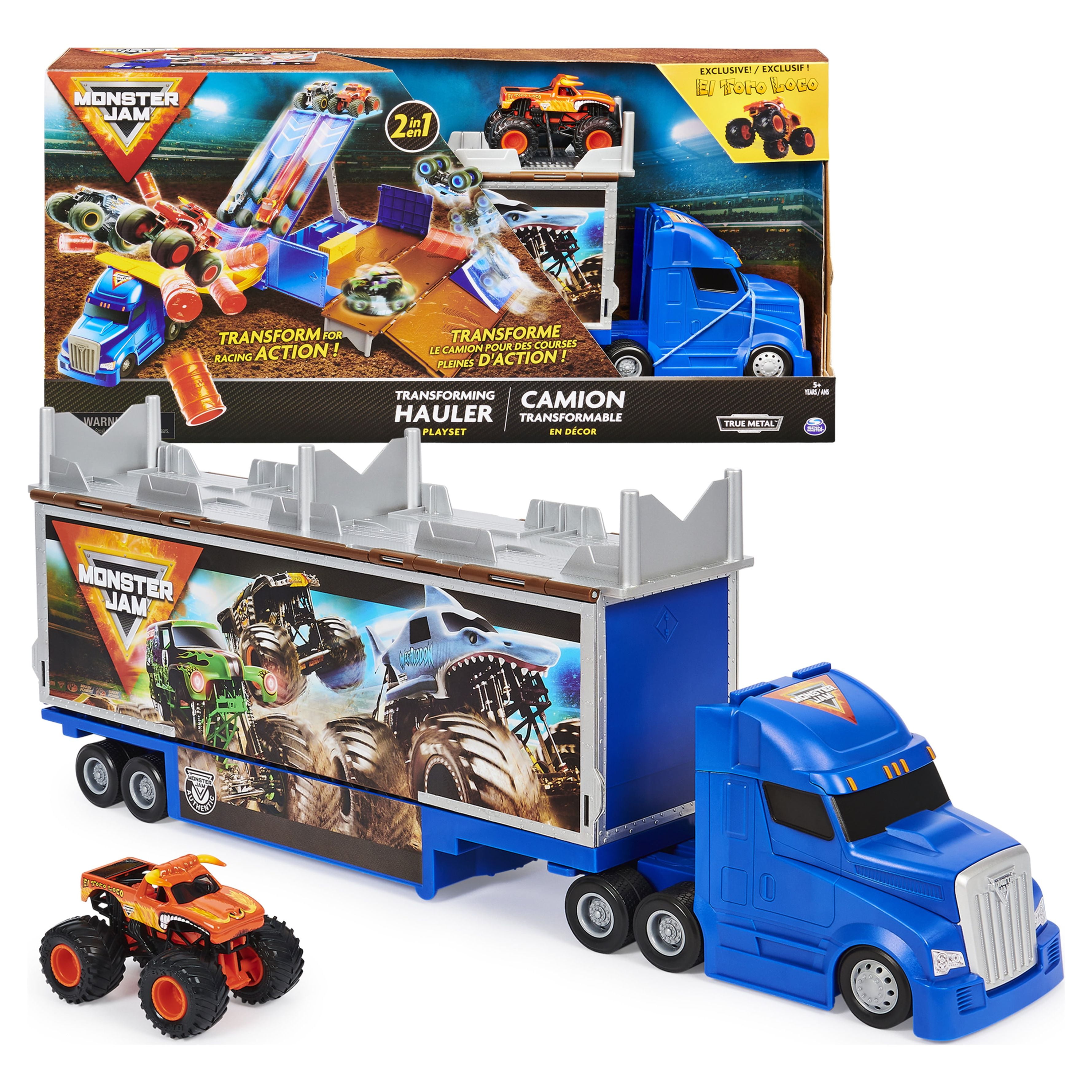 Monster Jam, 2-in-1 Launch N' Go Hauler Playset and Storage with