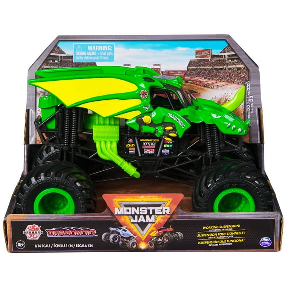Monster Jam, Official Bakugan Dragonoid Monster Truck, Collector Die-Cast Vehicle, 1:24 Scale, Kids Toys for Boys and Girls Ages 3 and up