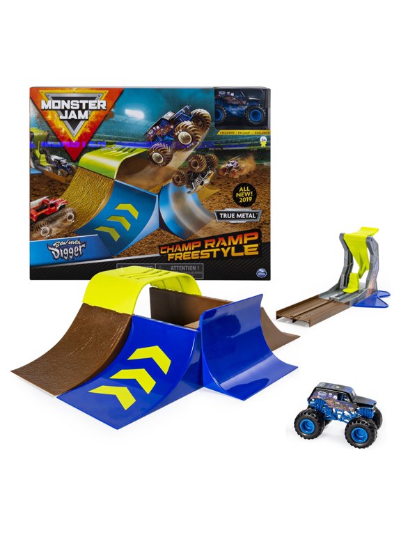 , Official Champ Ramp Freestyle Playset Featuring Exclusive 1:64 Scale Die-Cast Son-uva Digger Monster Truck, Kids Toys for Boys