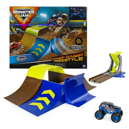 Monster Jam, Official Champ Ramp Freestyle Playset Featuring Exclusive 1:64 Scale Die-Cast Son-uva Digger Monster Truck