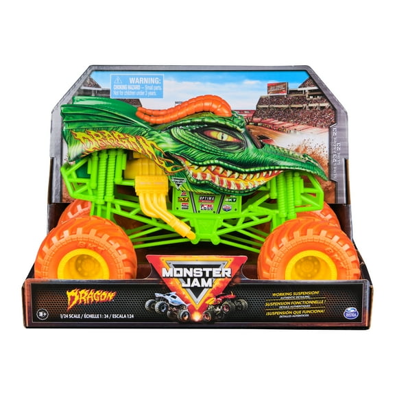 Monster Jam, Official Dragon Monster Truck, Collector Die-Cast Vehicle, 1:24 Scale, Kids Toys for Boys and Girls Ages 3 and up