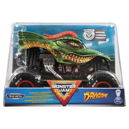Monster Jam, Official Dragon Monster Truck, Die-Cast Vehicle, 1:24 Scale