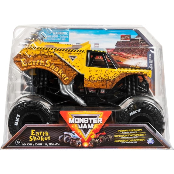 Monster Jam, Official Earth Shaker Monster Truck, Collector Die-Cast Vehicle, 1:24 Scale