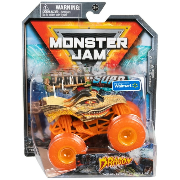 Monster Jam, Official Earth Vs. Surf Dragon 1:64 Scale Die-Cast Monster Truck, Kids Toys for Boys Ages 3 and up