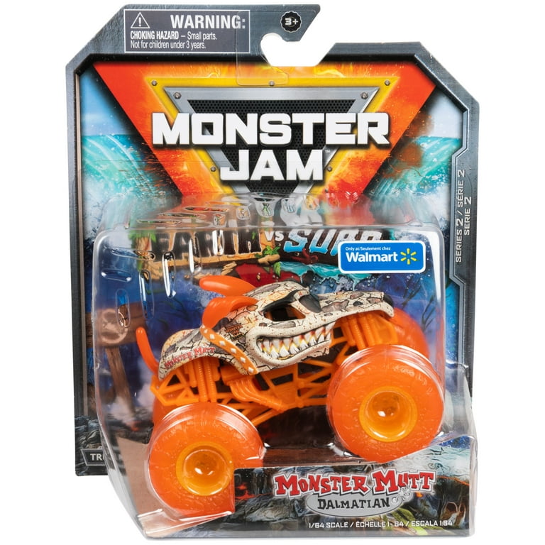 Monster Jam, Official Earth Vs. Surf Monster Mutt Dalmatian 1:64 Scale  Die-Cast Monster Truck, Kids Toys for Boys Ages 3 and up