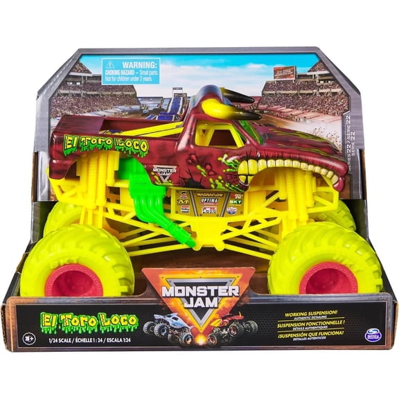 Monster Jam, Official El Toro Loco Monster Truck, Collector Die-Cast Vehicle, 1:24 Scale, Kids Toys for Boys and Girls Ages 3 and up