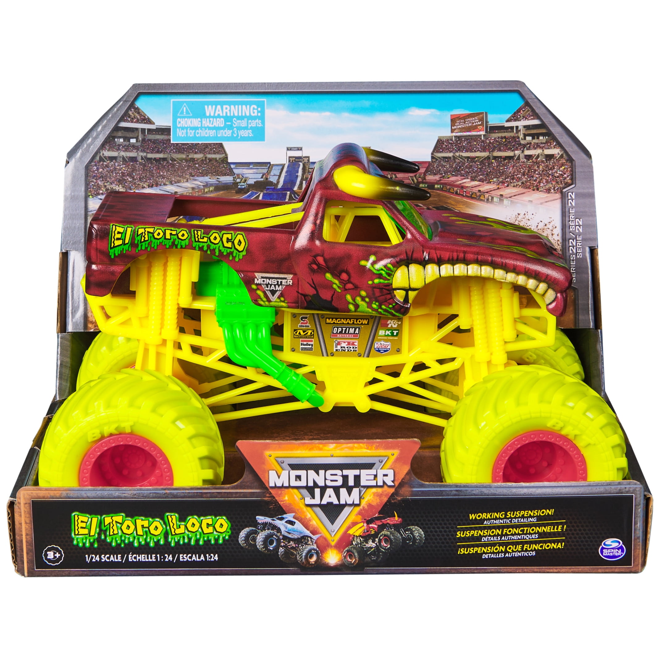 Monster Jam, Official El Toro Loco Monster Truck, Collector Die-Cast Vehicle, 1:24 Scale, Kids Toys for Boys and Girls Ages 3 and up