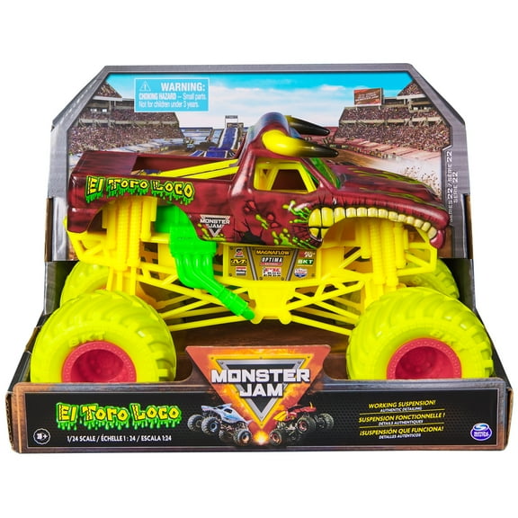 Monster Jam, Official El Toro Loco Monster Truck, Collector Die-Cast Vehicle, 1:24 Scale, Kids Toys for Boys and Girls Ages 3 and up