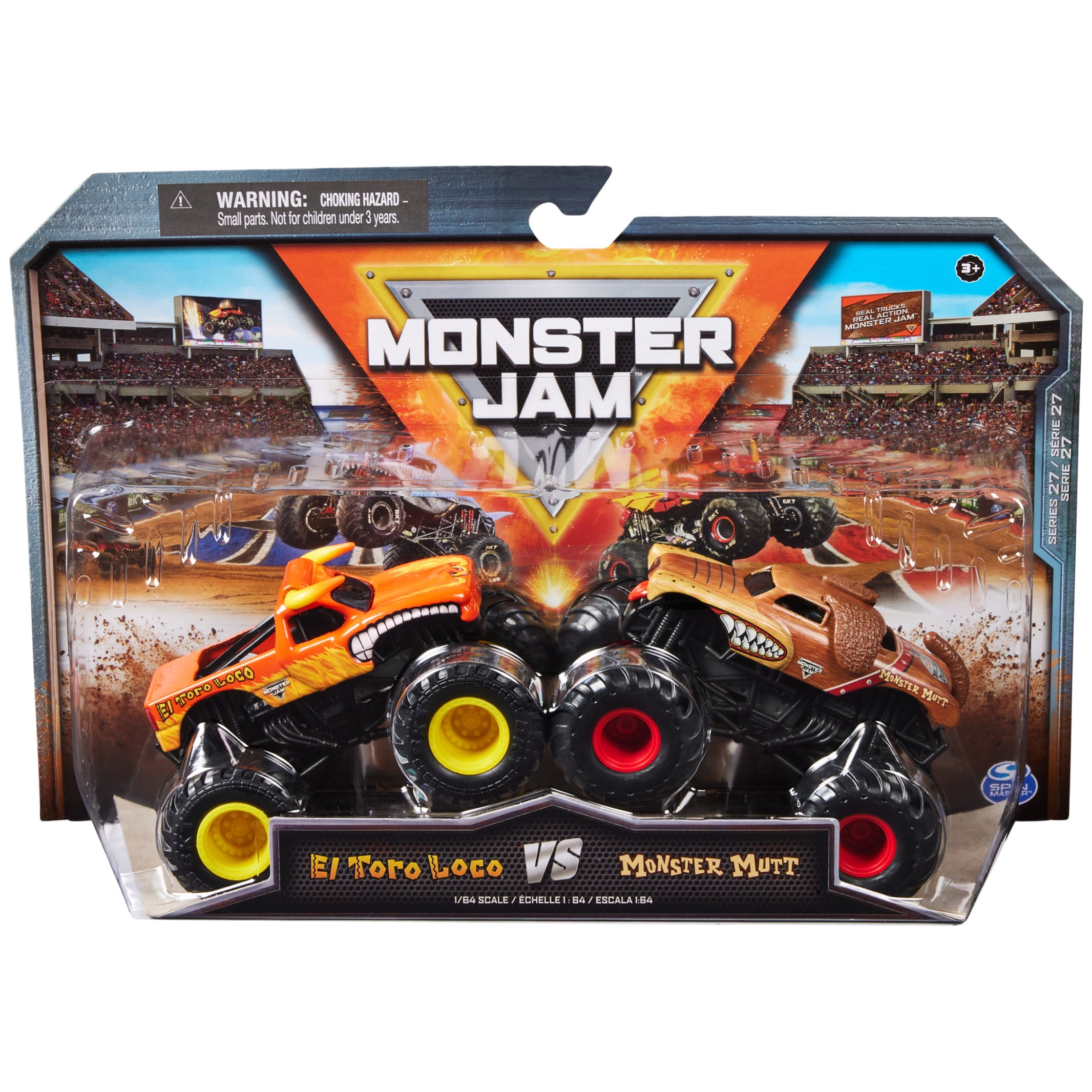 Monster Jam, Official El Toro Loco Vs. Monster Mutt Die-Cast Monster Trucks, 1:64 Scale, Kids Toys for Boys Ages 3 and up