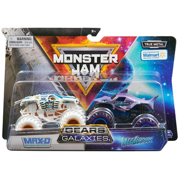 Monster Jam, Official Gears Max-D Vs. Galaxies Megalodon Die-Cast Monster Trucks, 1:64 Scale (Walmart Exclusive)