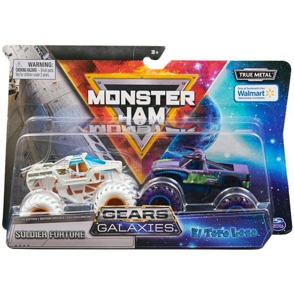 Monster Jam, Official Gears Soldier Fortune Vs. Galaxies El Toro Loco Die-Cast Monster Trucks, 1:64 Scale (Walmart Exclusive)