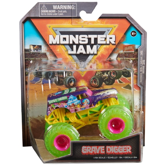 Monster Jam, Official Grave Digger Chase Monster Truck, Die-Cast Vehicle, 1:64 Scale, Kids Toys for Boys Ages 3 and up