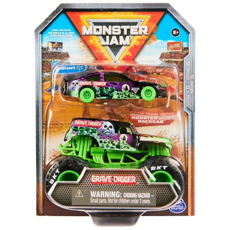 Free Shipping Monster Jam Official Grave Digger Exclusive Racecar and Monster Truck 2 Pack Die Cast 1 64 Scale Kids Toys for Boys Ages 3 and up Walmart Walmart