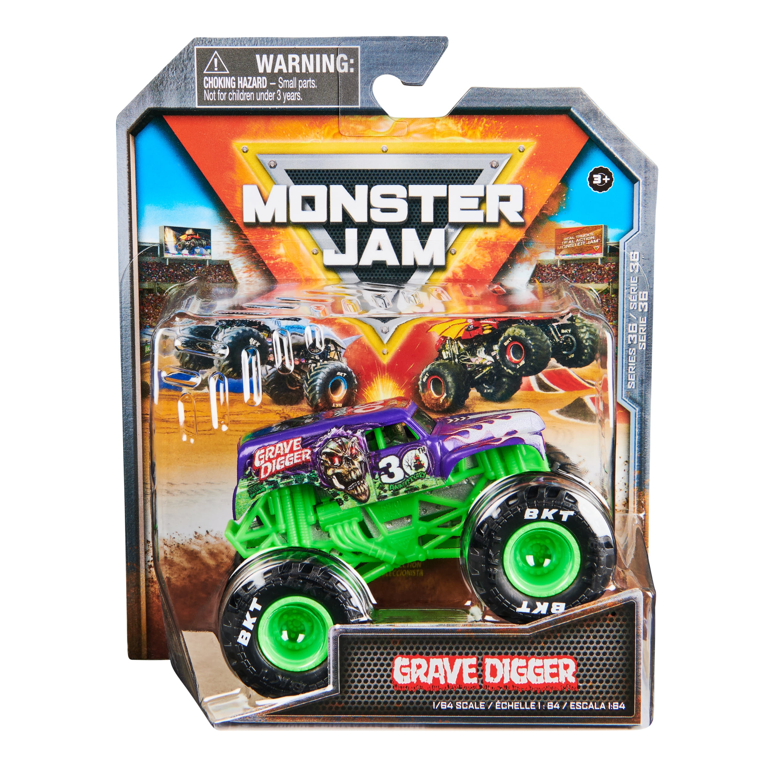 Monster Jam, Official Grave Digger Monster Truck, Die-Cast Vehicle, 1:64 Scale, Kids Toys for Boys Ages 3 and up