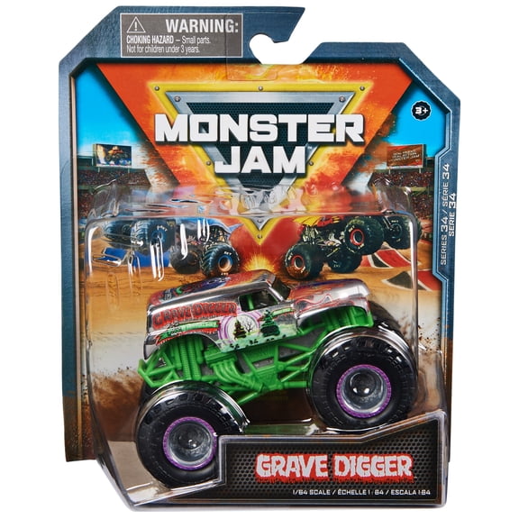 Monster Jam, Official Grave Digger Monster Truck, Die-Cast Vehicle, 1:64 Scale, Kids Toys for Boys Ages 3 and up