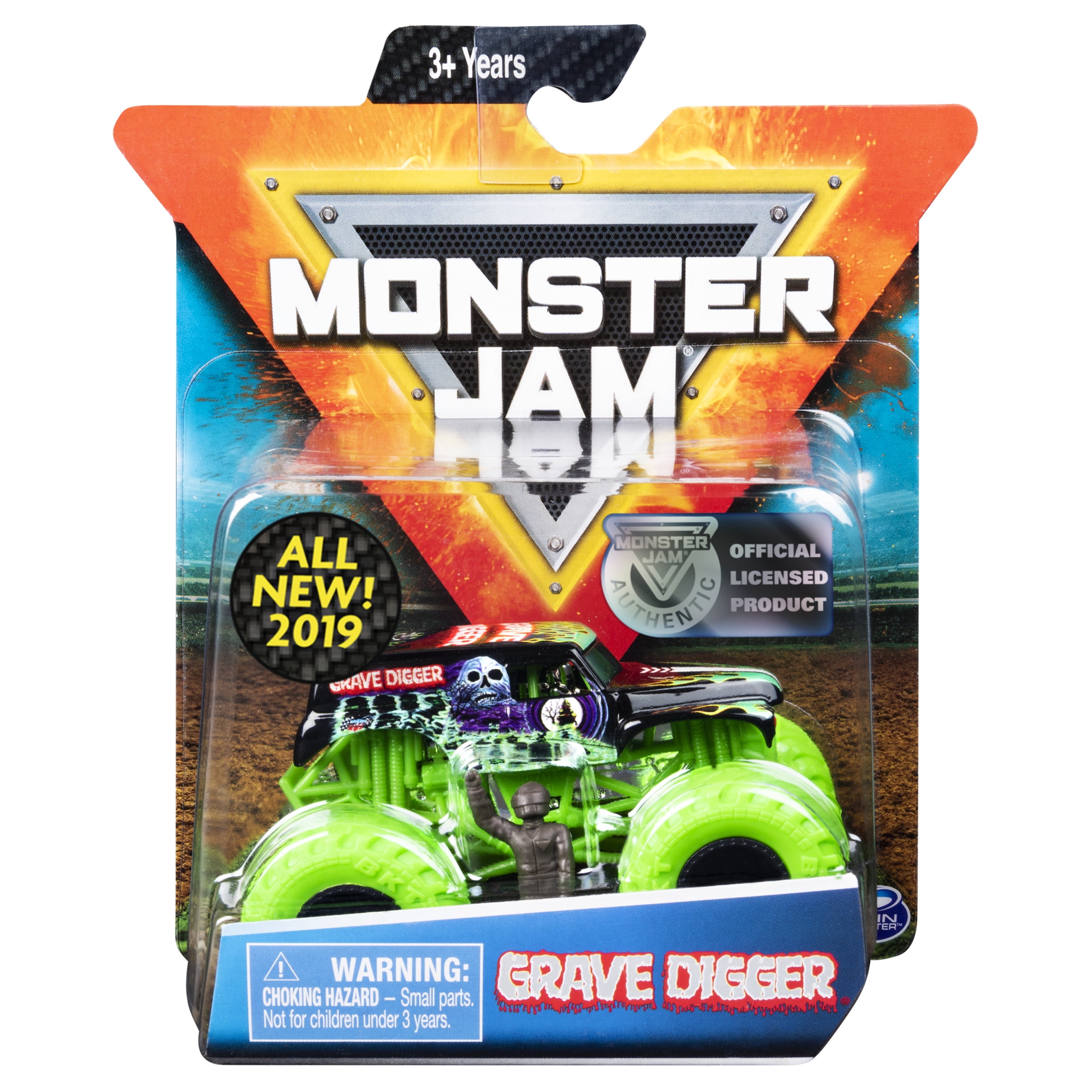 Monster Jam, Official Grave Digger Monster Truck, Die-Cast Vehicle, Nitro Neon Series, 1:64 Scale