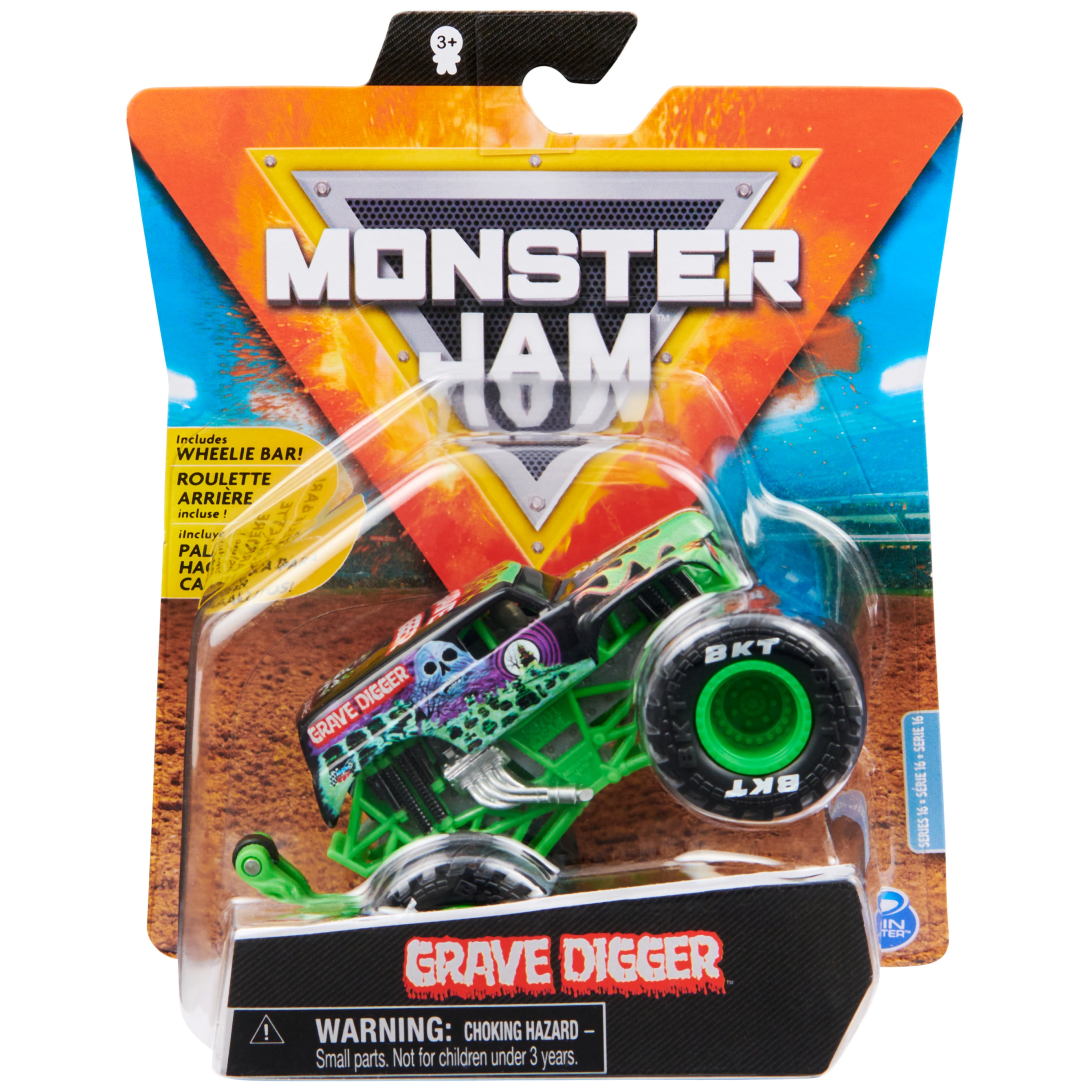 Monster Jam Grave Digger Die-Cast Truck 1:64 Scale with Wheelie