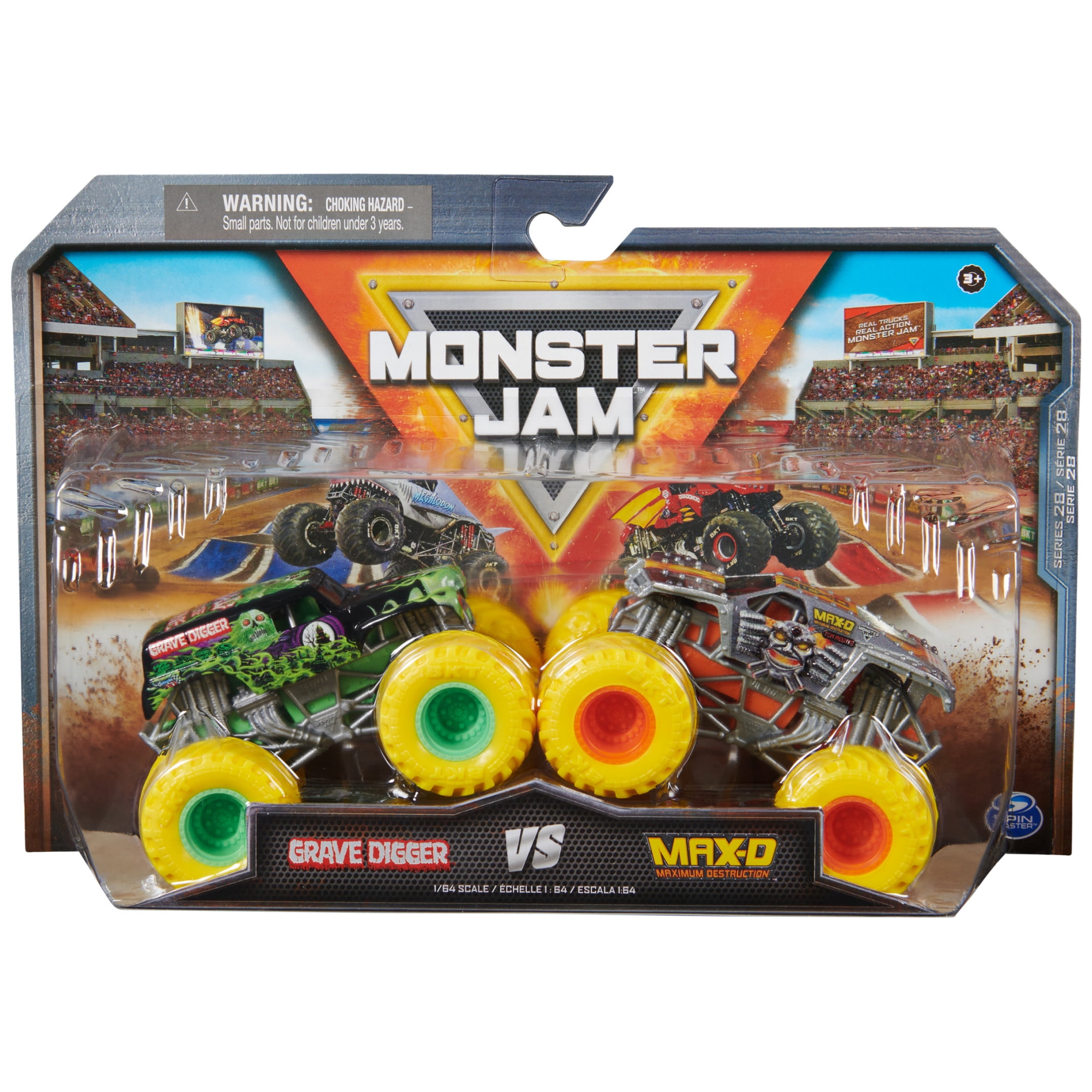 Monster Jam, Official Grave Digger Vs. Max D Die-Cast Monster Trucks, 1 ...