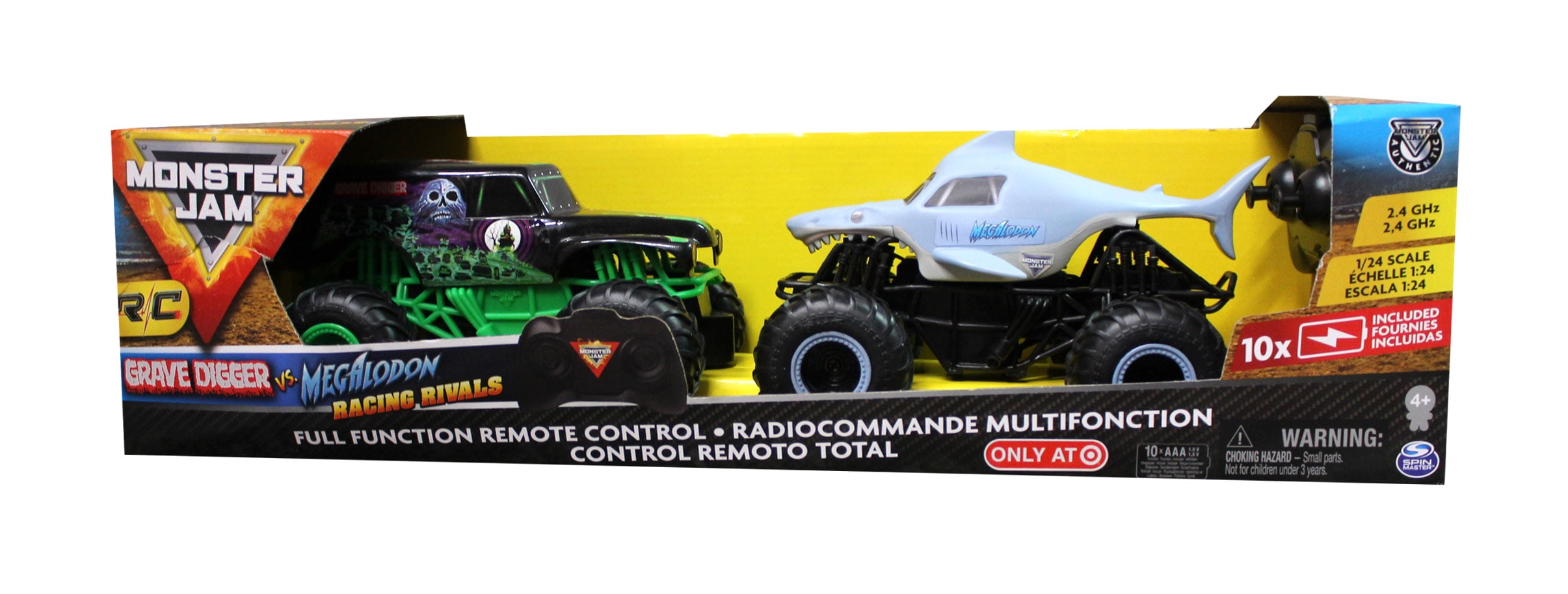 Monster Jam Official Grave Digger Vs Megalodon Racing Rivals Remote Control Monster  Trucks - 1:24 Scale - 2 Pk : Target