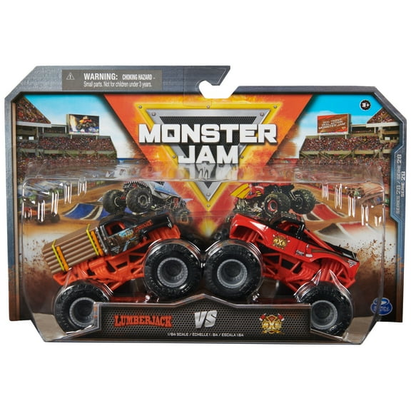 Monster Jam, Official Lumberjack Vs. Axe Die-Cast Monster Trucks, 1:64 Scale, Kids Toys for Boys Ages 3 and up