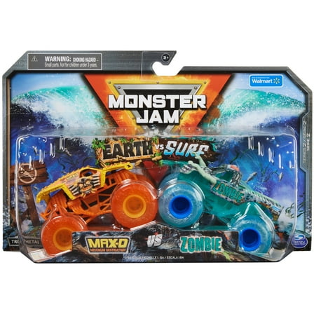 Monster Jam, Official Max D Earth Vs. Zombie Surf 1:64 Scale Die-Cast Monster Trucks, Kids Toys for Boys Ages 3 and up