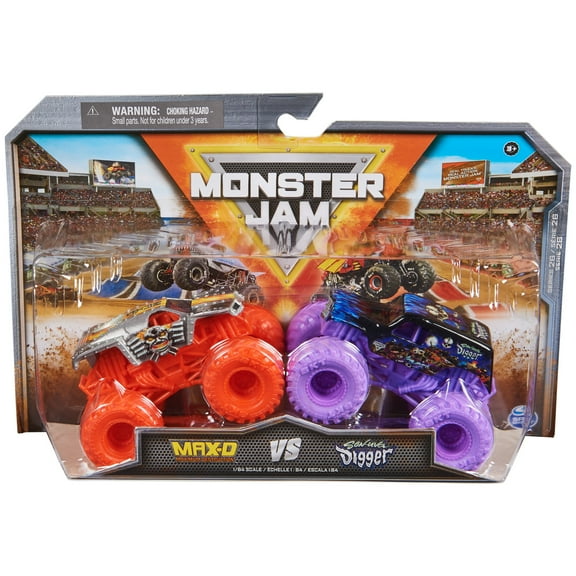 Monster Jam, Official Max-D Vs. Son-uva Digger Die-Cast Monster Trucks, 1:64 Scale, Kids Toys for Boys Ages 3 and up