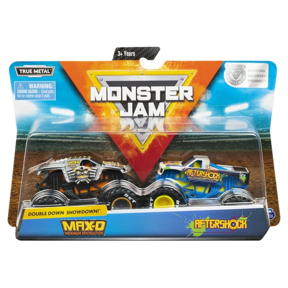 Monster Jam, Official Max D vs. Aftershock Die-Cast Monster Trucks, 1:64 Scale, 2 Pack