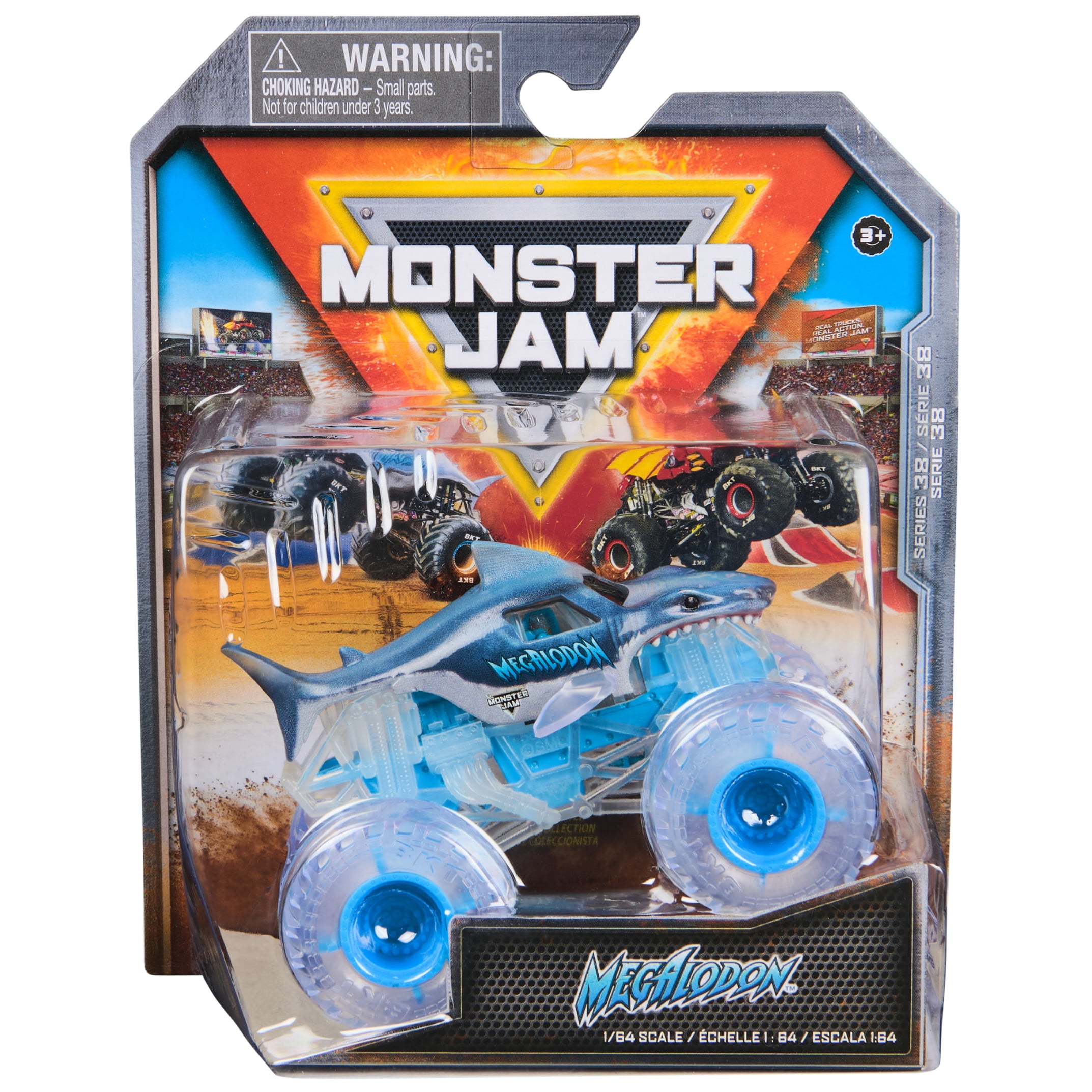 Monster Jam, Official Megalodon Monster Truck, Die-Cast Vehicle, 1:64 Scale, Kids Toys for Boys Ages 3 and up
