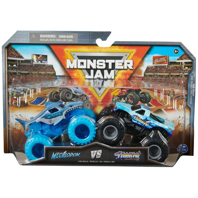 Monster Jam Official Megalodon Vs. Hooked Die-Cast Trucks, 1:64 Scale