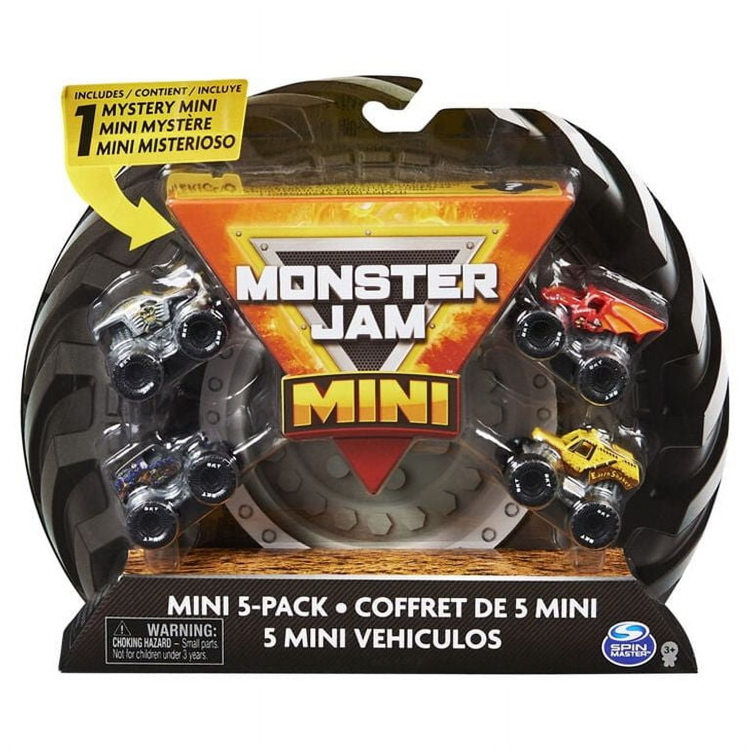 Monster Jam, Official Mini Collectible Monster Trucks 5-Pack with 1 Mystery Truck, 1:87 Scale