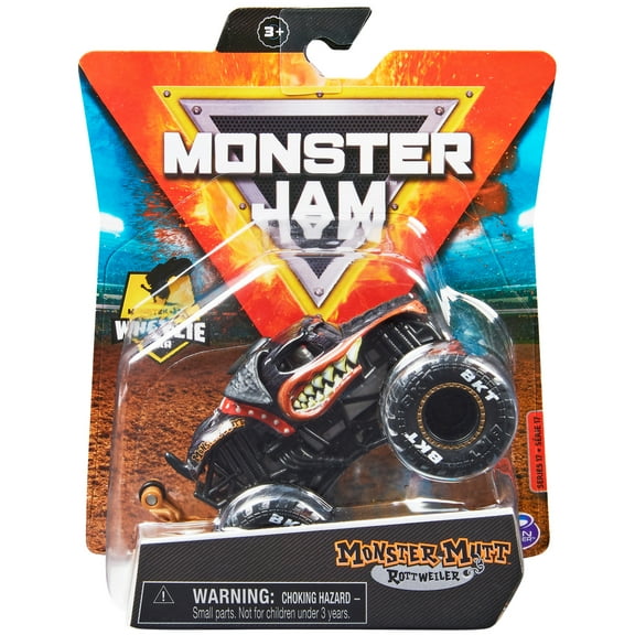Monster Jam, Official Monster Mutt Rottweiler Monster Truck, Die-Cast Vehicle, Ruff Crowd Series, 1:64 Scale