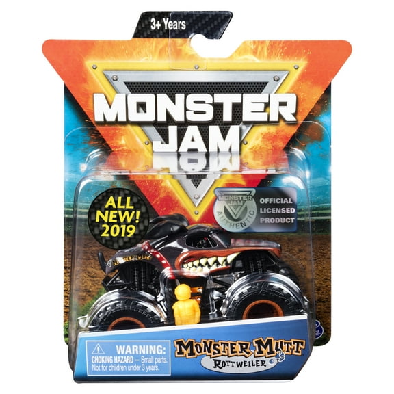 Monster Jam, Official Monster Mutt Rottweiller Monster Truck, Die-Cast Vehicle, Ruff Crowd Series, 1:64 Scale