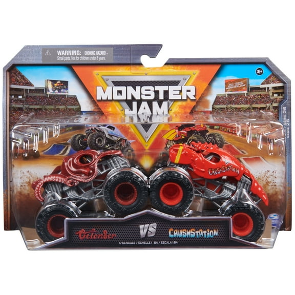 Monster Jam, Official Octon8er Vs. Crushstation Die-Cast Monster Trucks, 1:64 Scale, Kids Toys for Boys Ages 3 and up