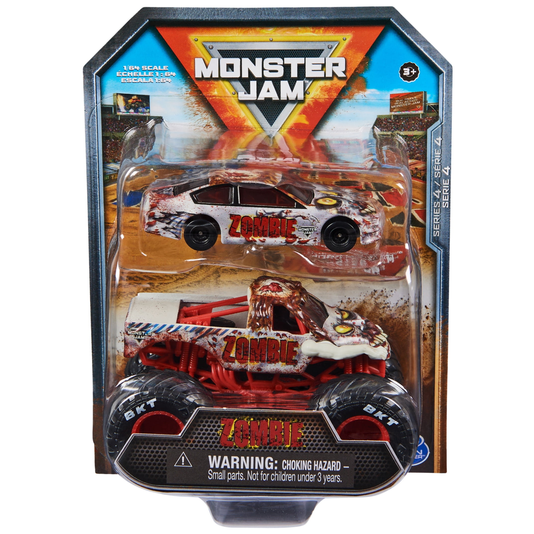 Monster Jam, Official Zombie Exclusive Racecar and Monster Truck 2-Pack, Die-Cast 1:64 Scale, Kids Toys for Boys Ages 3 and up