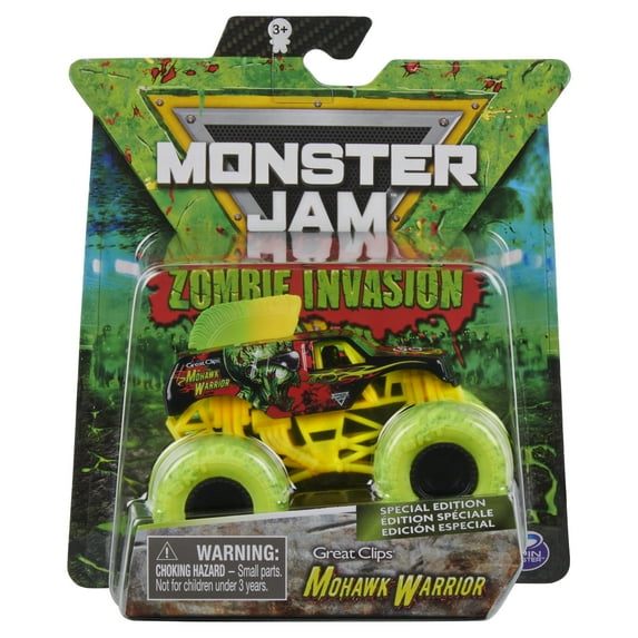 Monster Jam, Official Zombie Invasion Mohawk Warrior Die-Cast Monster Truck, 1:64 Scale